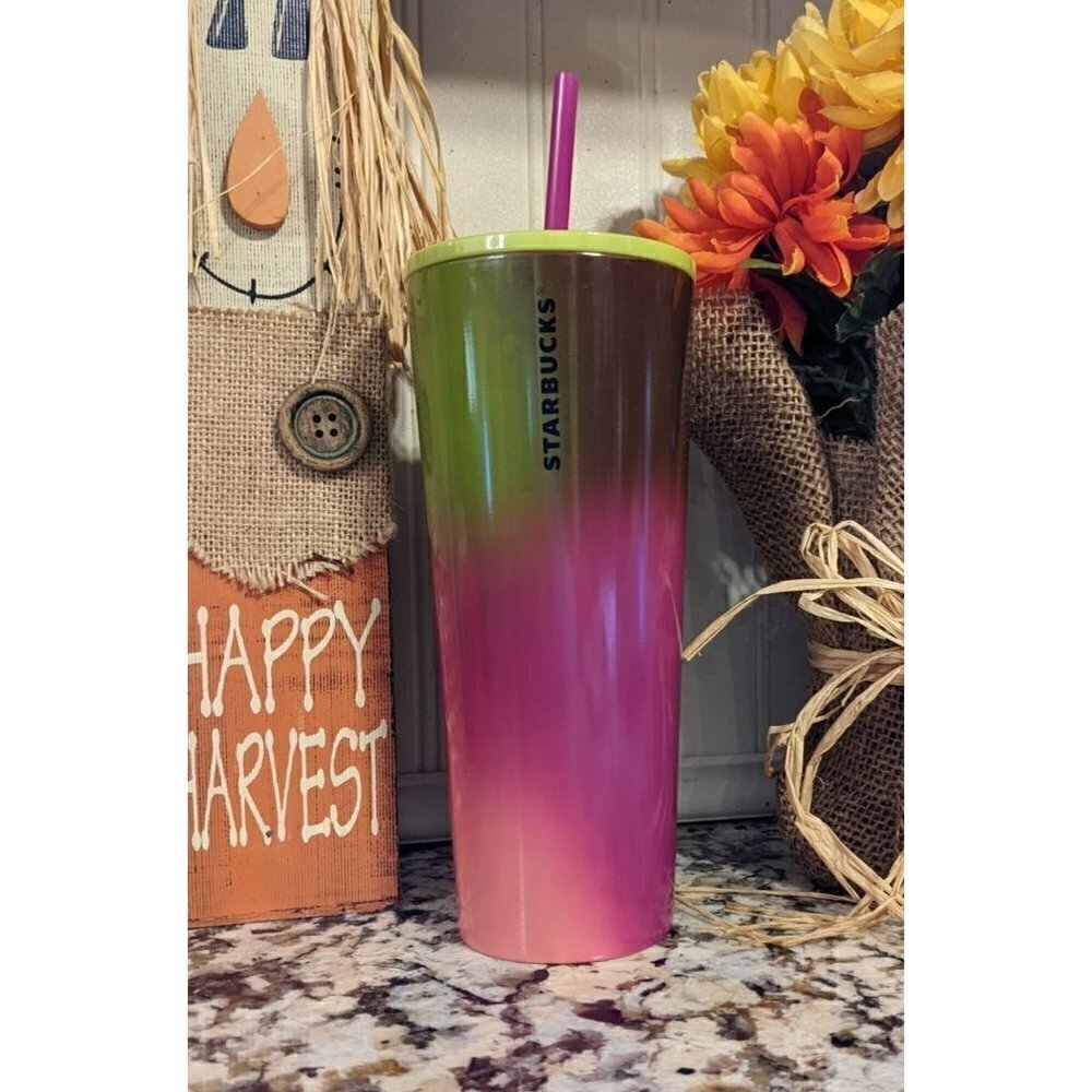 Starbucks 2022 Fall Purple/Gold/Berry Gradient Ombre SS Tumbler 24 Oz New